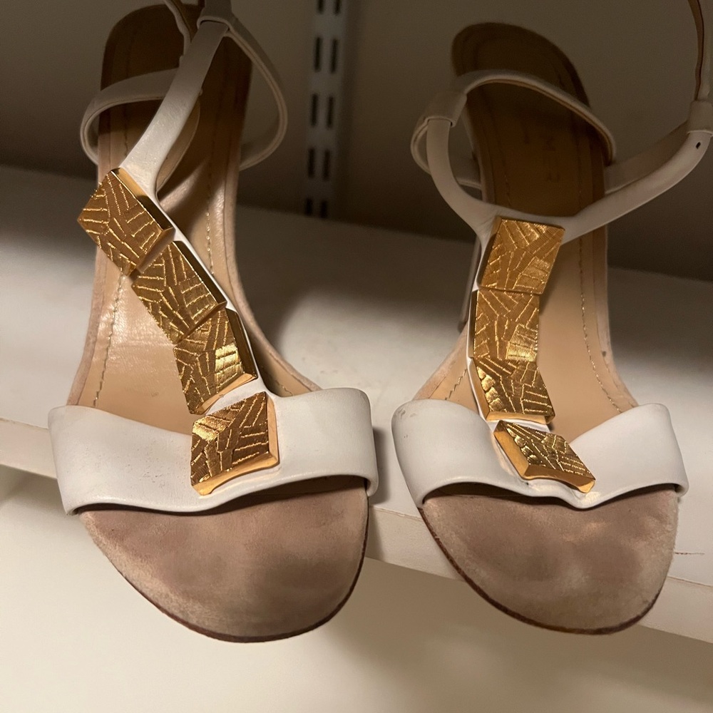 Chic White and Gold Sandals